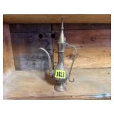 Etched brass watering pitcher