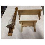 Wood wall shelves (2), sconce