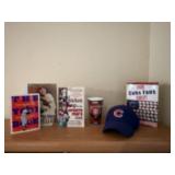 Baseball books, Cubs baseball hat & cup
