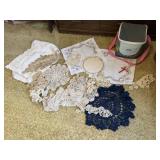 Insulated Fridge Pak, doilies, dresser scarves