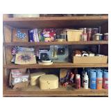 Craft supplies, paints, glitter, clock kits, frame