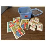 Storage container, Christmas postcards, tally card