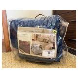 Camelot Navy Damask Quilted luxury bedspread