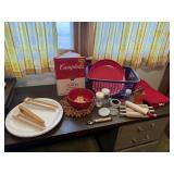 Campbells cookbook, rolling pin recipe holders,