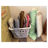 Laundry basket, fabric yardage
