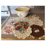 Household Ovenware bowl, handmade dishcloths