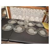 Princess House Fantasia floral vase, plates (8)