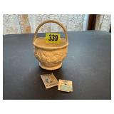 Sterling silver charms, porcelain basket