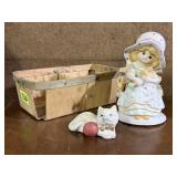 Cottage core rabbit lady, cat