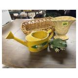 Spring lot, frog, pottery vase, decorative