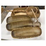 Boho baskets, 3 stacking, wicker scoops