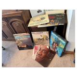 Record cabinet, (70+) record albums included