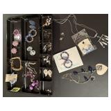 Purple, blue costume jewelry