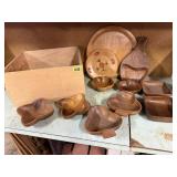 Wooden bowls, plates