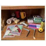 Flashlights, shelf brackets, tools, dump gloves