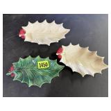 Studio ceramic holly dishes (3)