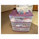 Rolling storage cart, craft supplies included