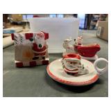 Santa Claus planters (2), candlestick