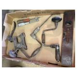 Primitive hand tools, hand drills, level, cast