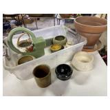 Flower pots, floral foam, wreath form