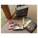 Metal file box of home improvement books