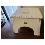 White folding step stool