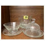 Princess House hostess dishes, cheese cloche, ice