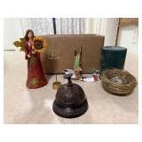 Angel, bell, bird nest, ducks, candle