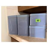 Vintage blue canisters, 4 piece set