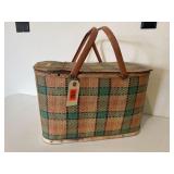 Vintage picnic basket, plates, bowls