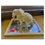 Wall mirror, wood carved elephant