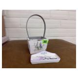 Wooden spring basket, lavender trinket dish