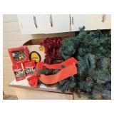 Christmas lights, star tree topper, garland