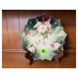 Hand painted floral decorative plate, easel