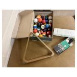 Billboard balls, rack, cue tip repair kit