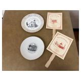 Commemorative plates, hand fans