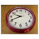 Red battery operated wall clock