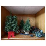 Storage container, Christmas trees, wreaths,