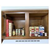 Cookbooks, canning jar lids, stove magnet, spice