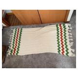 Red & green chevron fringed afghan