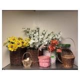 Baskets, florals, moss
