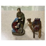 Rustic nativity pieces (4) resin camels,