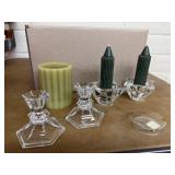 Glass, crystal candlesticks, battery operated
