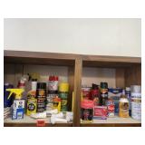 Shelf of consumables, lubricants, spray nozzles,