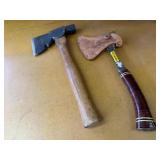 Hatchets (2), one sheath
