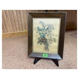 Vintage floral artwork, easel included