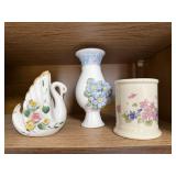 Shabby chic decor, swan, bud vase, jar