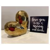 'Love You to the Moon & Back' sign, gold heart
