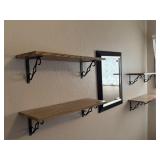 Wooden shelves (4), 4 pairs of shelf brackets