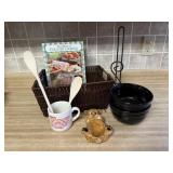 Basket, Bingo mug, spoon rest, bowls, mint molds,